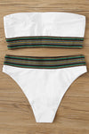 White Striped Bandeau Bikini Set
