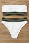 White Striped Bandeau Bikini Set