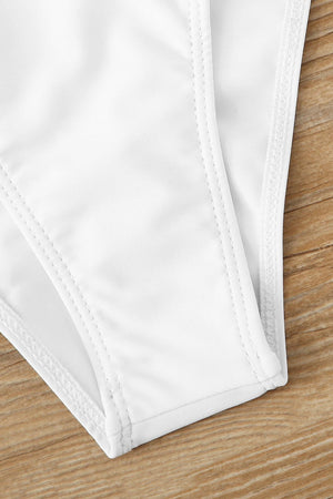 White Striped Bandeau Bikini Set