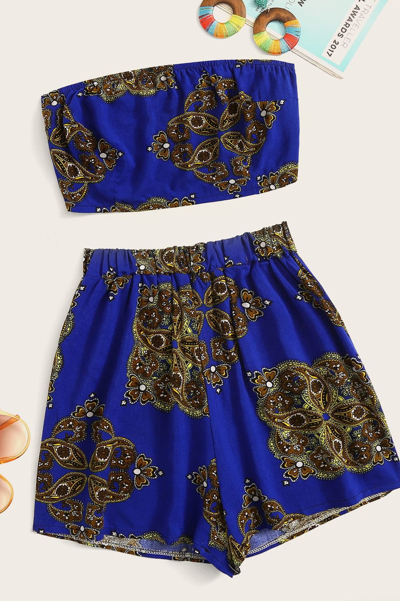 Romy Blue Print Crop Co-ord