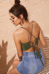 Army Green Back Cami Top