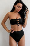 Symba Knot Front Black Bikini Set