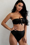Symba Knot Front Black Bikini Set