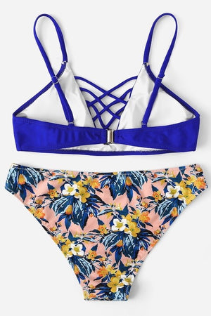 ceri Blue Tropical Bikini Set