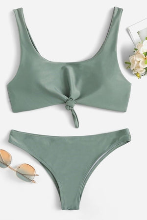 Grace Grey Knot Front Bikini Set