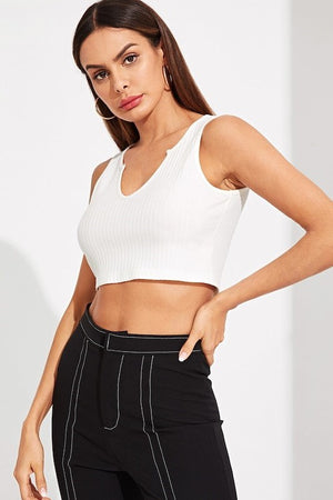 Riya White Crop Vest