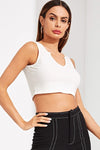 Riya White Crop Vest