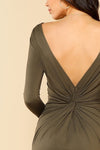 Tia Army Green Twist Back Detail Dress