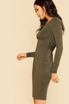 Tia Army Green Twist Back Detail Dress