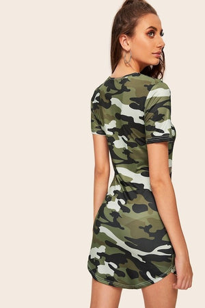 Tina Camouflage Fitted Bodycon Dress