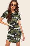 Tina Camouflage Fitted Bodycon Dress