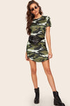 Tina Camouflage Fitted Bodycon Dress