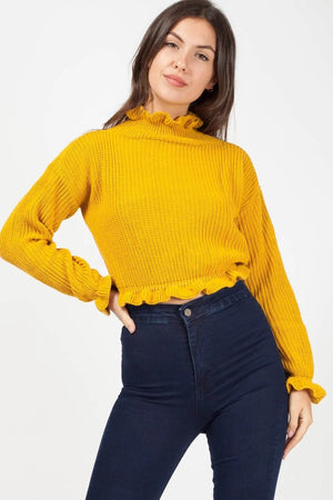 Amber Ruffle Knitted Jumper- Mustard