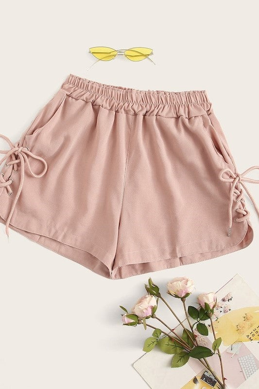 Lace-up Pink Shorts