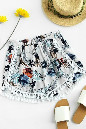 Palm Tassel Trim Shorts