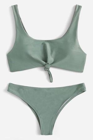 Grace Grey Knot Front Bikini Set
