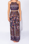 Floral Tie Back Crop & Wide Leg Trouser- Co Ord Set