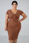 Plus Orange Geometric Dress