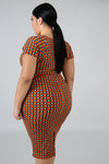 Plus Orange Geometric Dress
