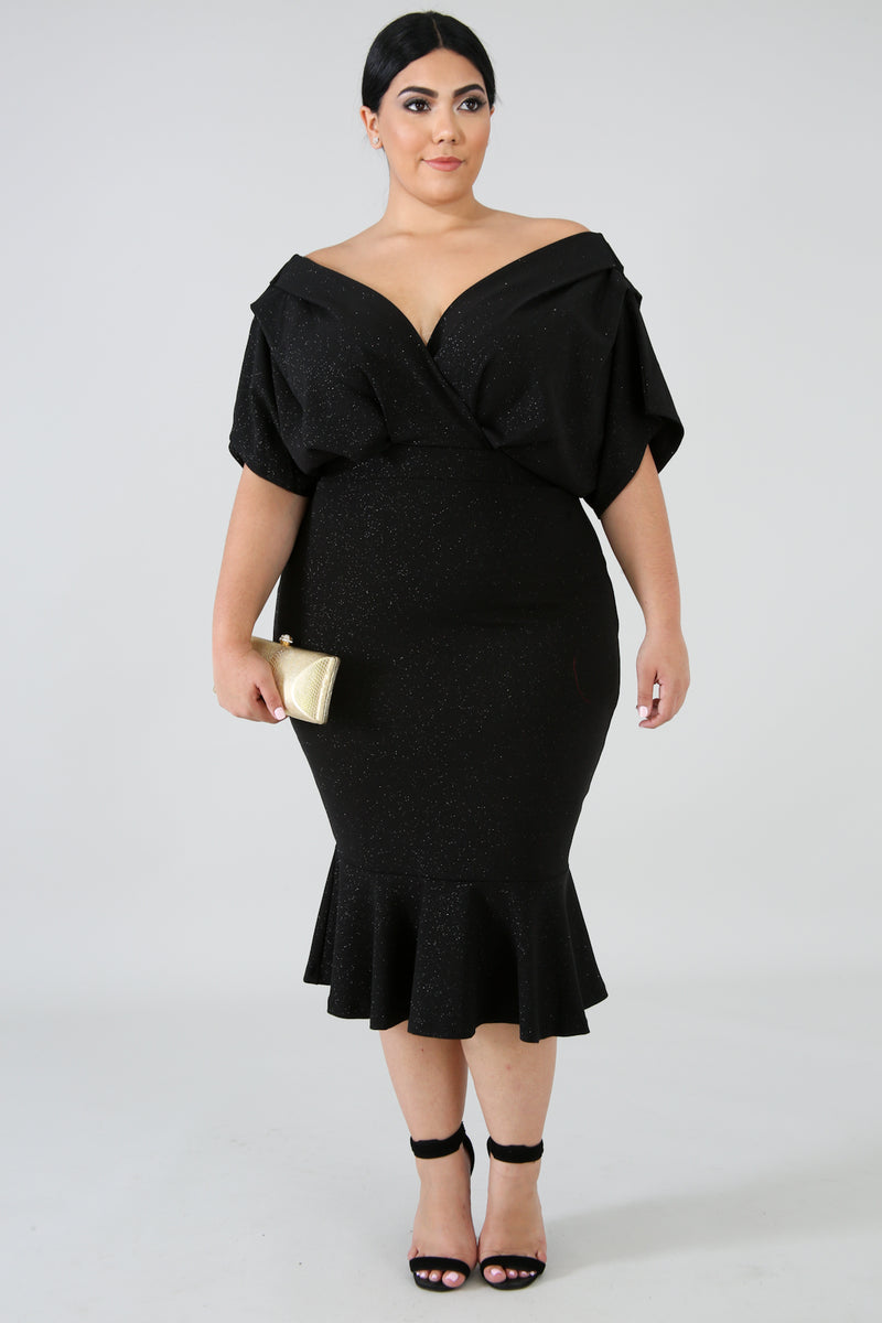 Plus Emerald Black Dress