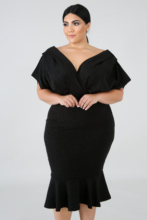 Plus Emerald Black Dress