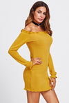 Off Shoulder Edge Trim Knit Dress