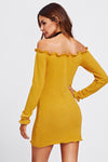 Off Shoulder Edge Trim Knit Dress