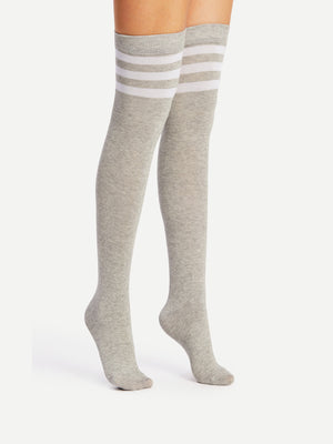 Striped Over Knee Socks 2 Pairs