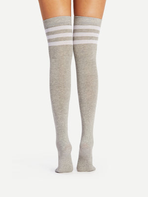 Striped Over Knee Socks 2 Pairs