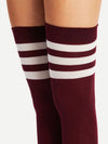Striped Over Knee Socks 2 Pairs
