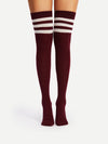 Striped Over Knee Socks 2 Pairs