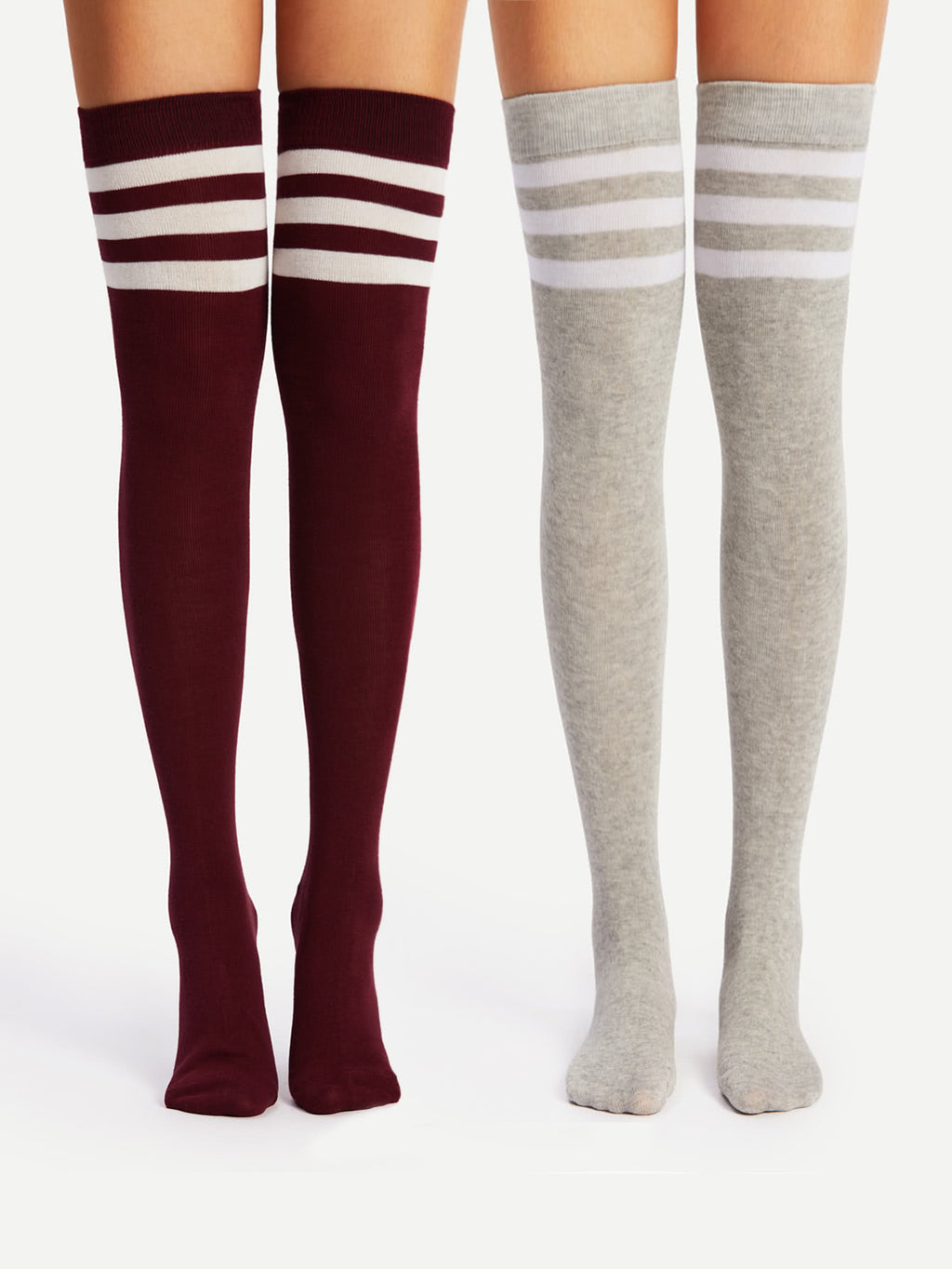 Striped Over Knee Socks 2 Pairs