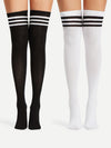 Striped Over Knee High Socks 2 Pairs