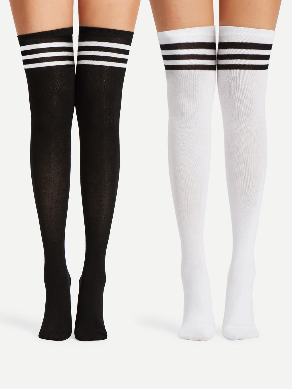 Striped Over Knee High Socks 2 Pairs