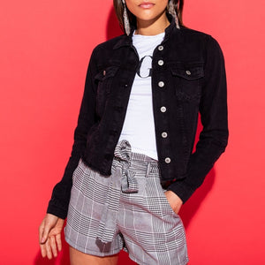Denim Hem Button Jacket