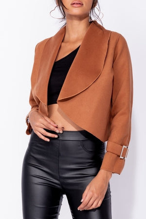 Buckle Sleeve Camel Jacket