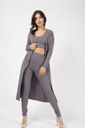 Ribbed Open Cardigan