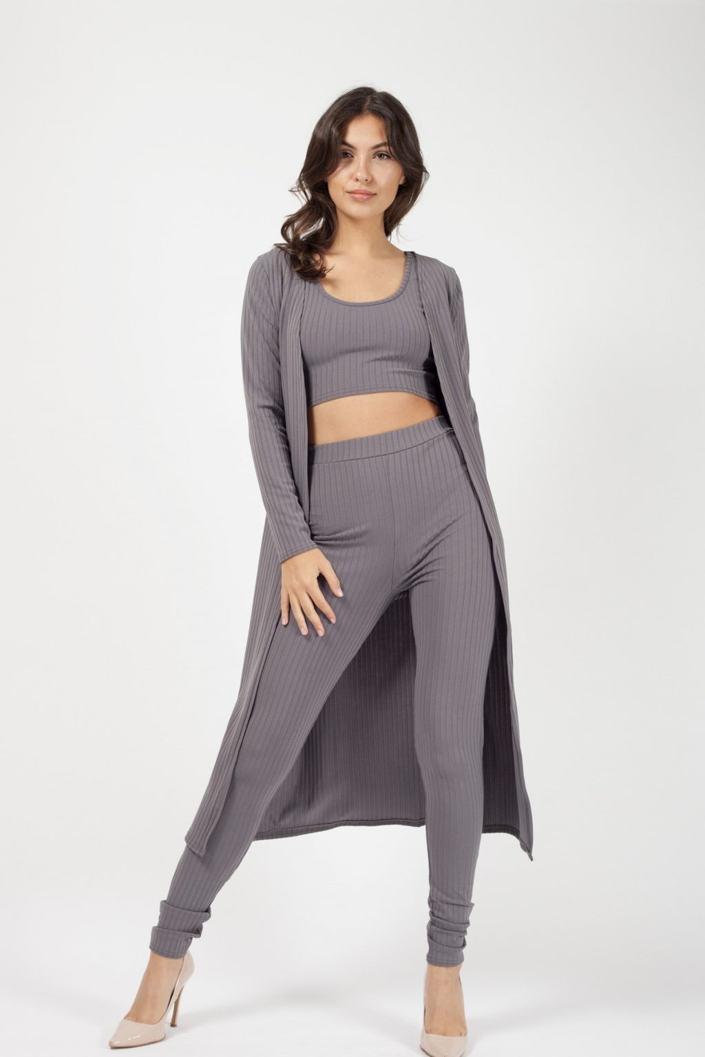 Ribbed Open Cardigan