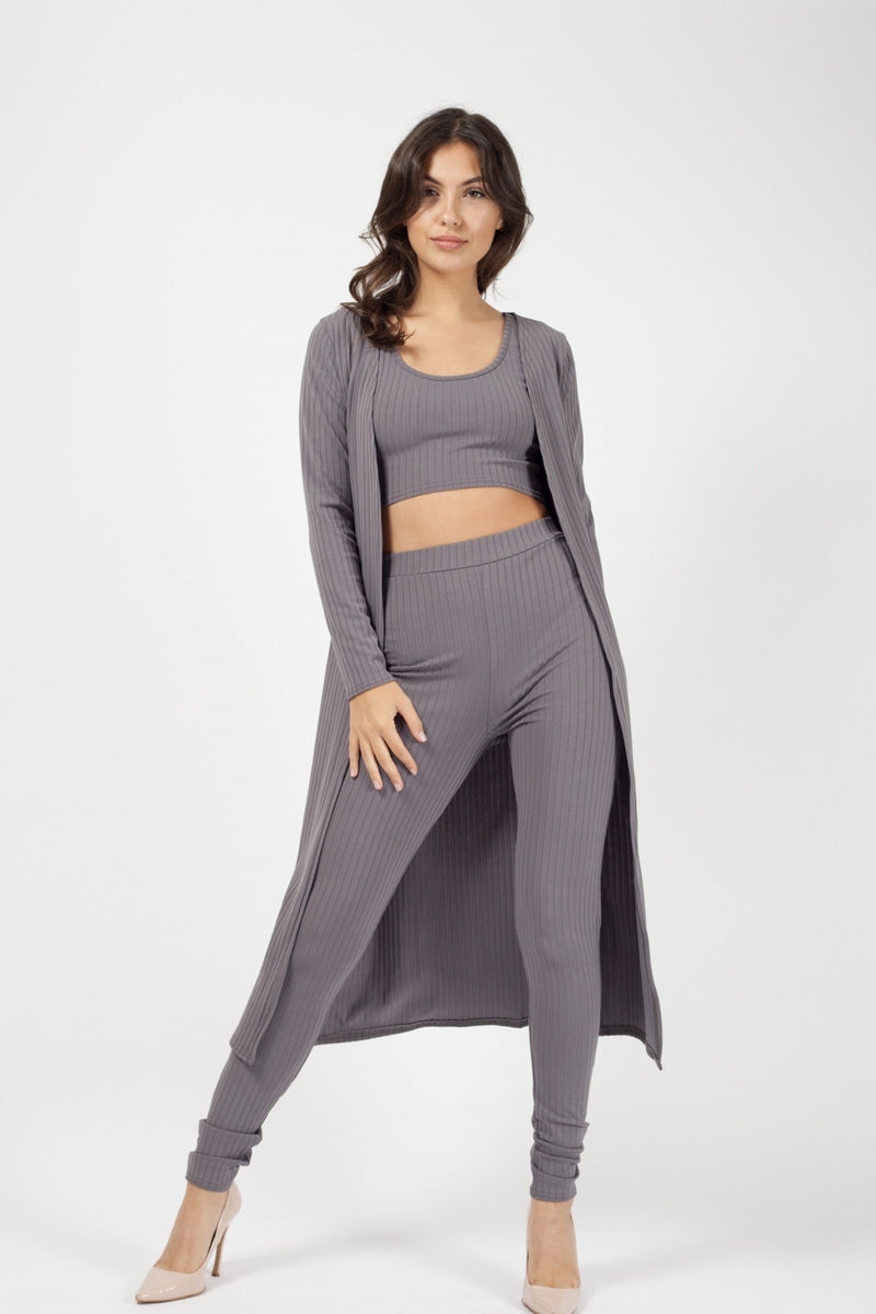 Ribbed Open Cardigan