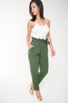 Olive Tie Waist Trousers