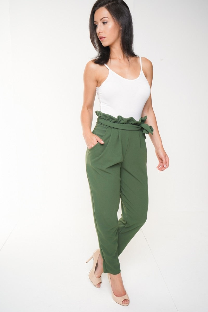 Olive Tie Waist Trousers