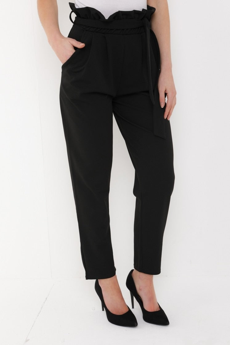 Black Waist Tie Trousers