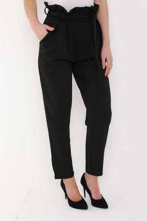 Black Waist Tie Trousers
