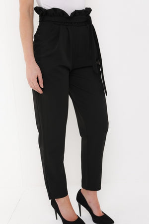 Black Waist Tie Trousers