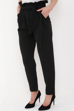 Black Waist Tie Trousers