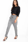Checked Grey Tie Waist Trousers