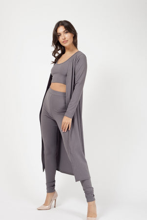 Ribbed Open Cardigan