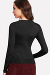 Rosie Ribbed Fitted Black Top