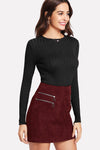Rosie Ribbed Fitted Black Top