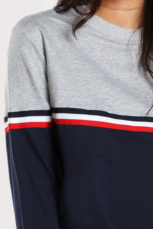 Striped Two Tone Sweatshirt